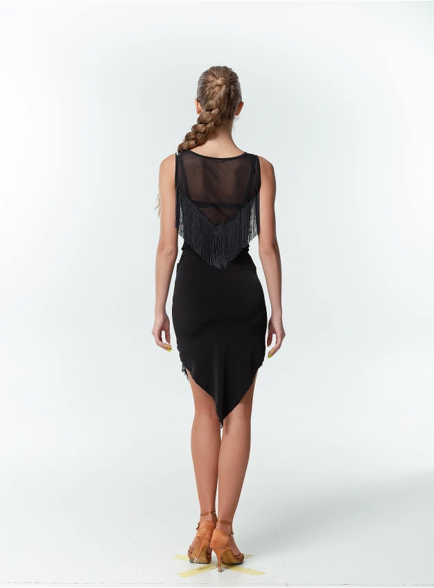 Спідниця Латина UL721-14 Dance.me, Україна, Масло+бахрома, чорний