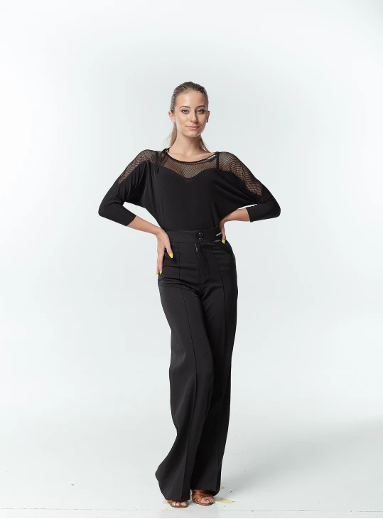 Блуза BL153-17 жіноча, чорний, масло, сітка