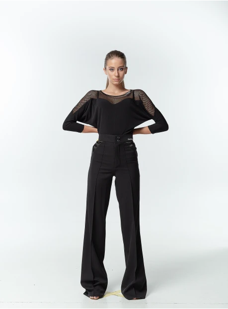 Штани BR702 жіноча, чорний, костюмна тканина, атлас