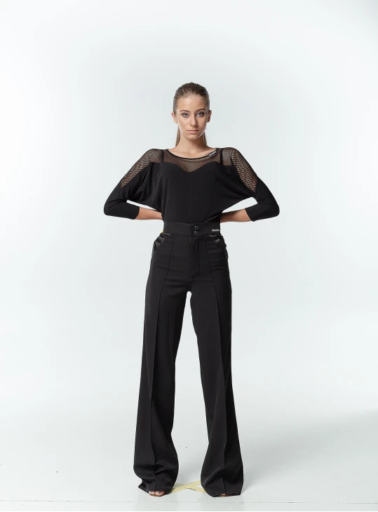 Штани BR702 жіноча, чорний, костюмна тканина, атлас