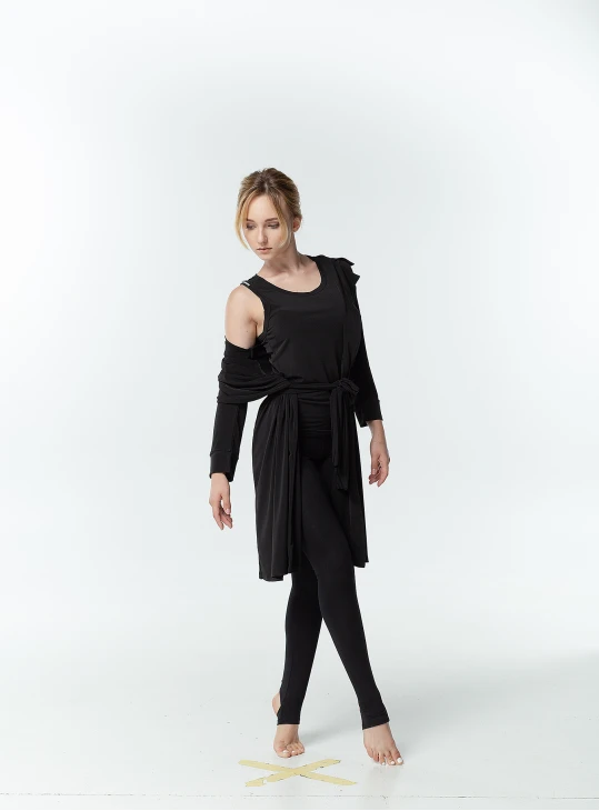 Kimono dress PH726DR for a girl, Black, crepe