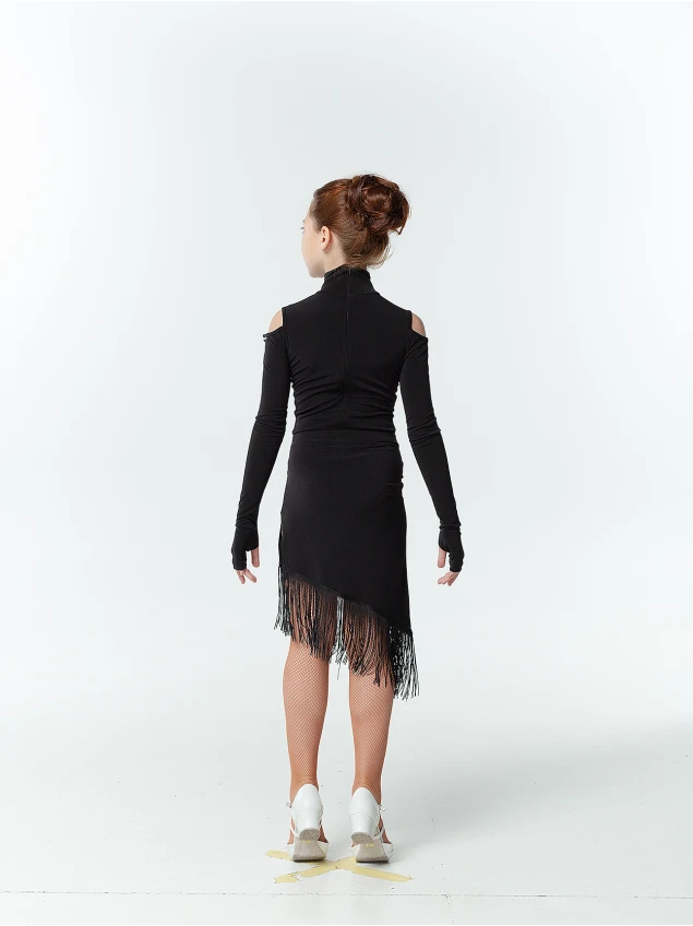 Спідниця UL712-14 для дівчинки, чорний, масло, бахрома