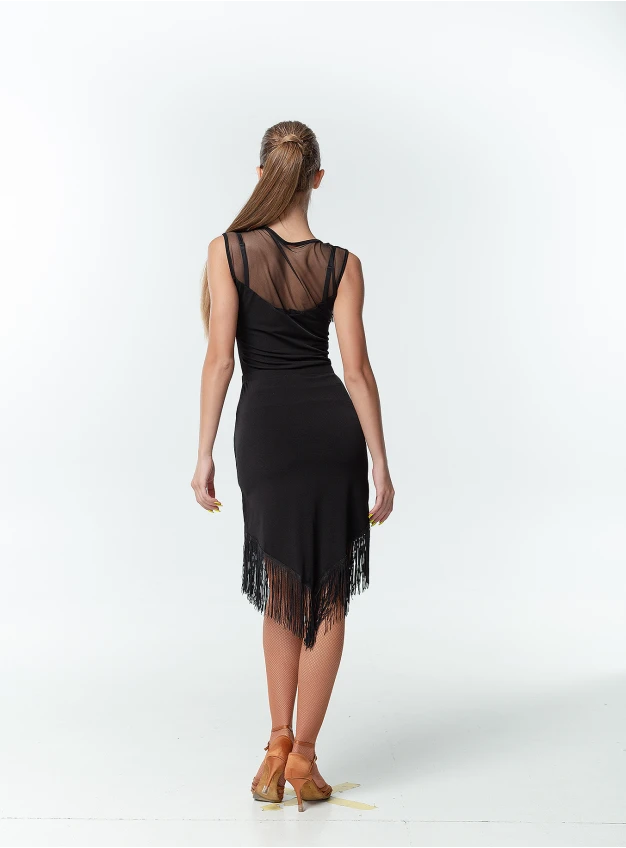 Блуза BL221 жіноча, чорний, масло, бахрома