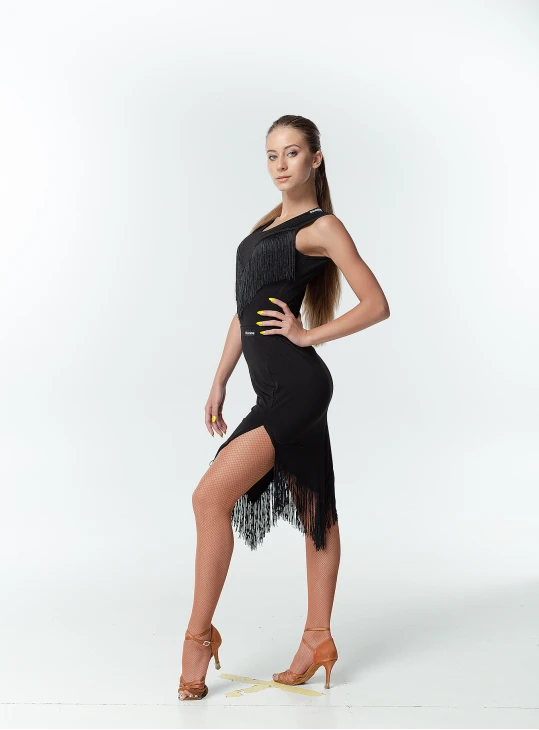 Спідниця UL259-14 жіноча, чорний, масло, бахрома