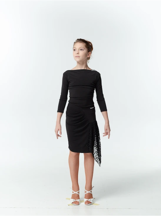 Блуза BL353DR для девочки, черный, масло