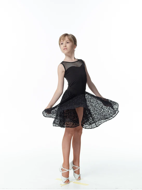 Блуза BL335-17 для девочки, черный, масло, сетка