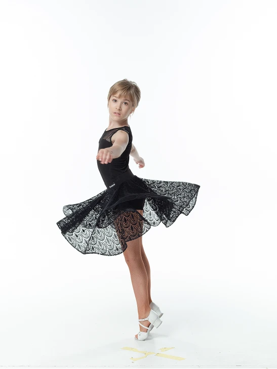 Спідниця UL714# для дівчинки, чорний, гипюр, масло