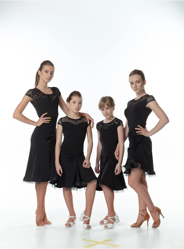Dress PL422-11# female, black, crepe, lace