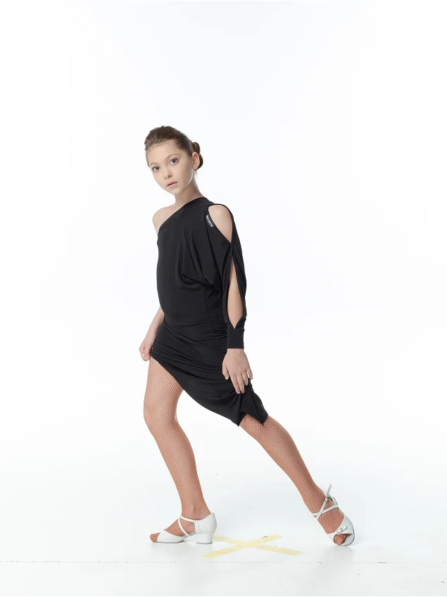 Dress PL169 for a girl, black, crepe
