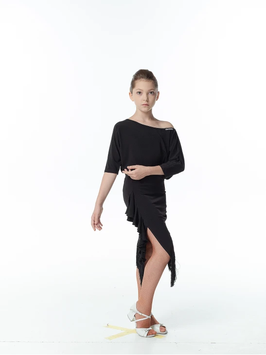Блуза BL241 для девочки, черный, масло