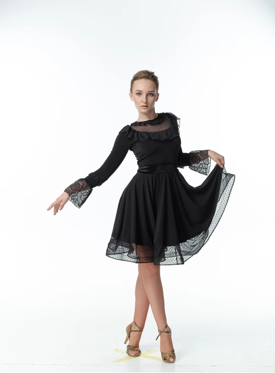 Сукня PL448-6# жіноча, чорний, масло, бархат+сітка+гіпюр