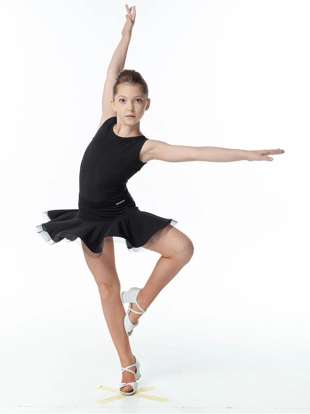 Блуза детская BL351-17 Dance.me, Украина, масло+сетка, черный