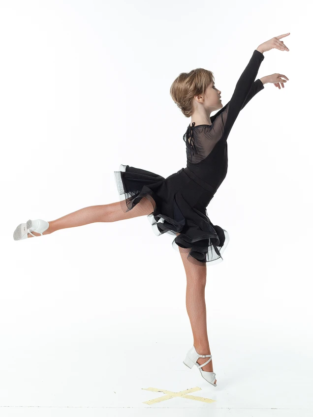 Skirt UL76-14# for a girl, black, crepe, mesh