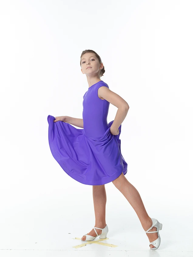 Juvenile dress BS509# for a girl, blueberry, matte lycra