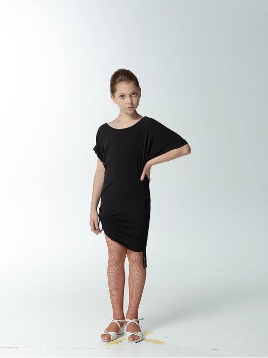 Сукня-туніка TN258 для дівчинки, чорний, масло