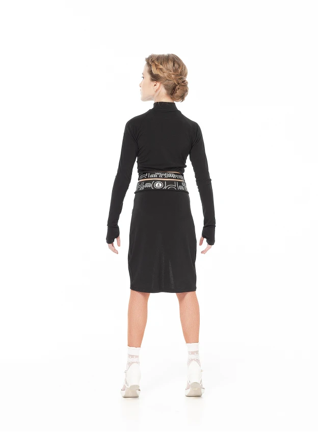 Skirt UL768-14 for a girl, black, crepe