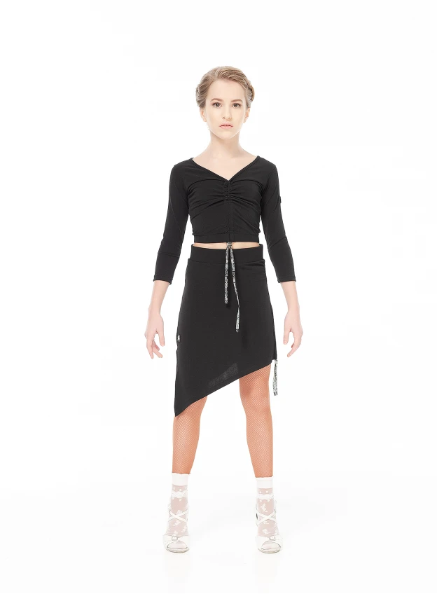 Crop Top TP777 for a girl, Black, crepe