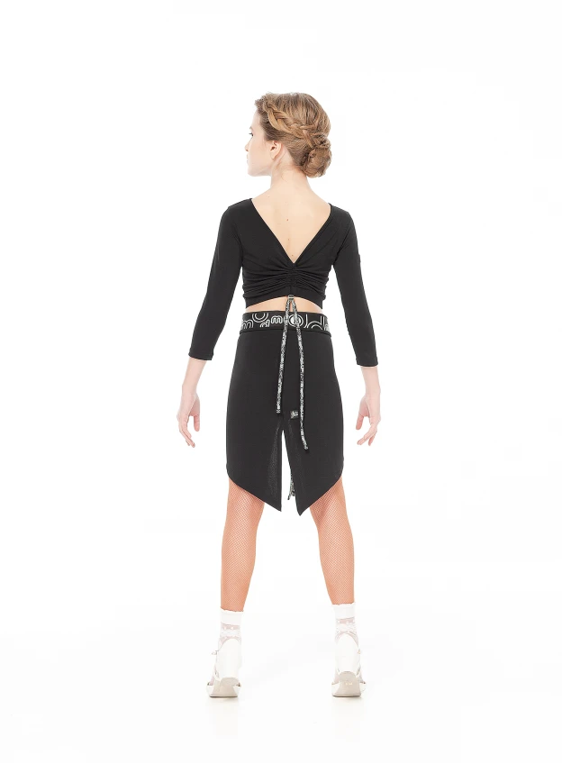 Crop Top TP777 for a girl, Black, crepe