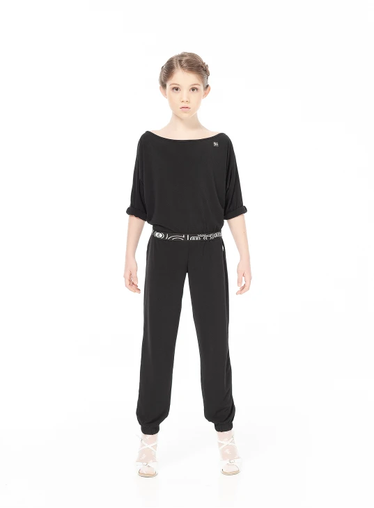 Trousers BRL751 for a girl, Black, crepe