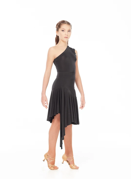 Skirt UL569-14 for a girl, black, micro crepe