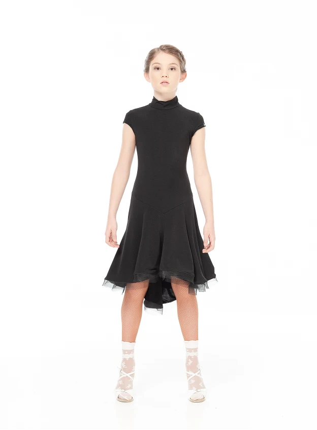 Dress PL179KR# for a girl, black, crepe