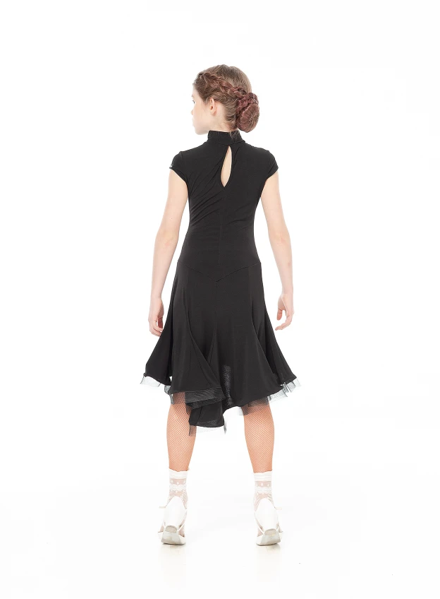 Dress PL179KR# for a girl, black, crepe