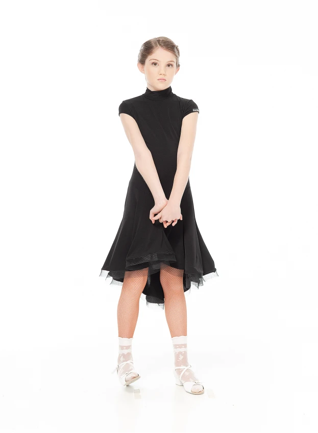Dress PL179KR# for a girl, black, crepe