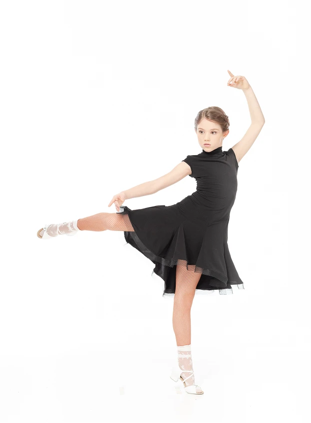 Dress PL179KR# for a girl, black, crepe