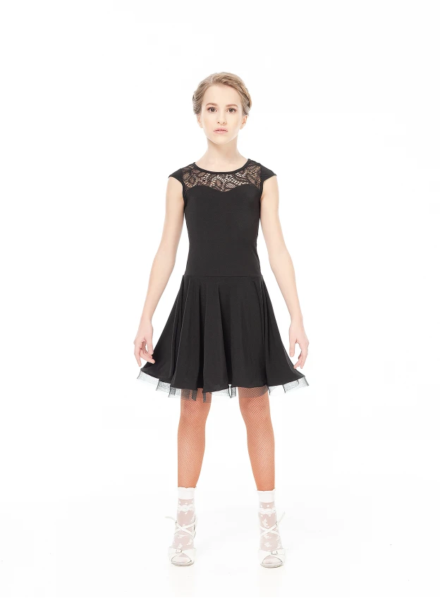 Сукня PL334-11# для дівчинки, чорний, масло, гіпюр