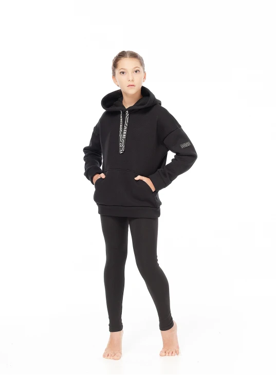 Худи для девочки XD793 черный, хлопок