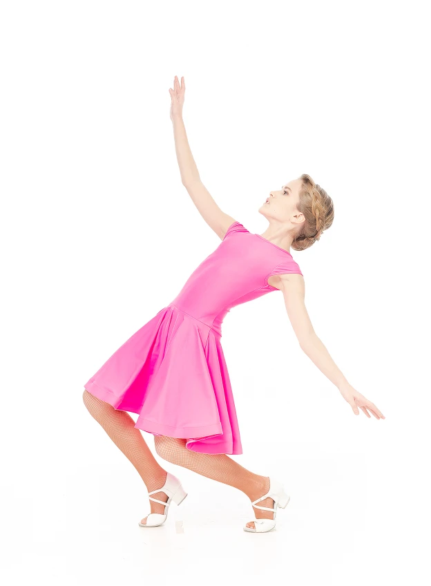 Juvenile dress BS509# for a girl, pink, matte lycra