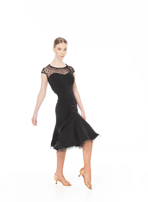 Dress PL422-6# female, black, crepe, mesh