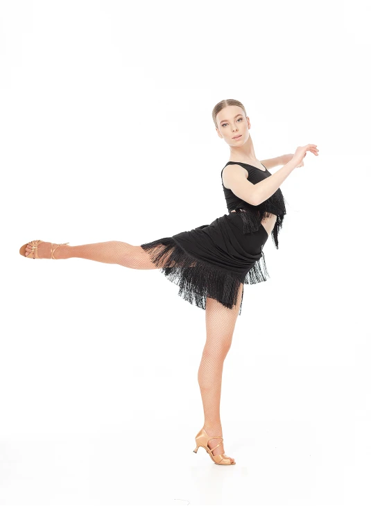 Спідниця UL760-14 жіноча, чорний, масло, сітка+бахрома