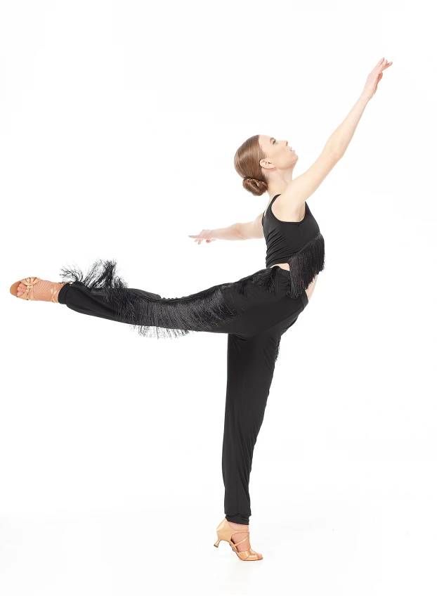 Dance Me Штани жіночі BRL767, масло/бахрома, чорний