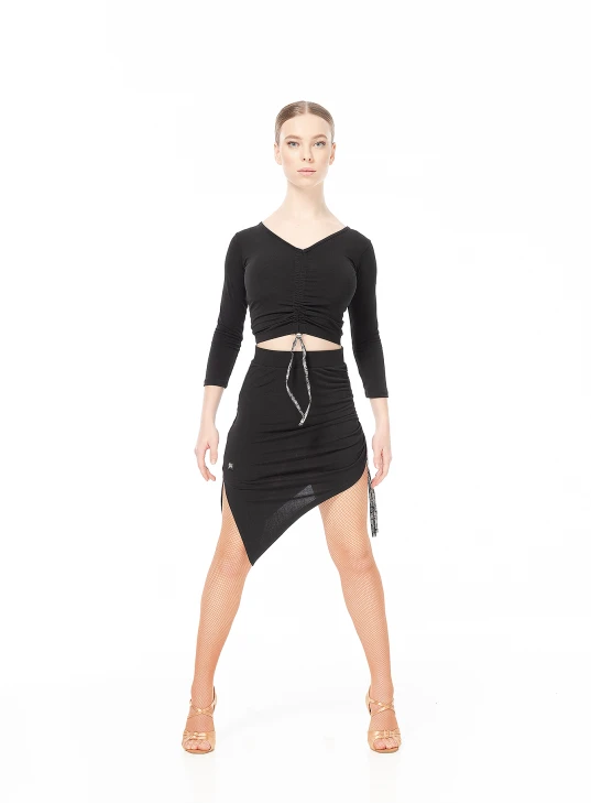 Skirt UL780-14 female, Black, crepe
