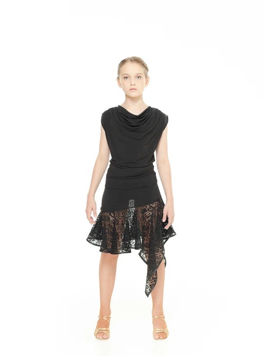 Спідниця UL21-11-14 для дівчинки, чорний, масло, гіпюр