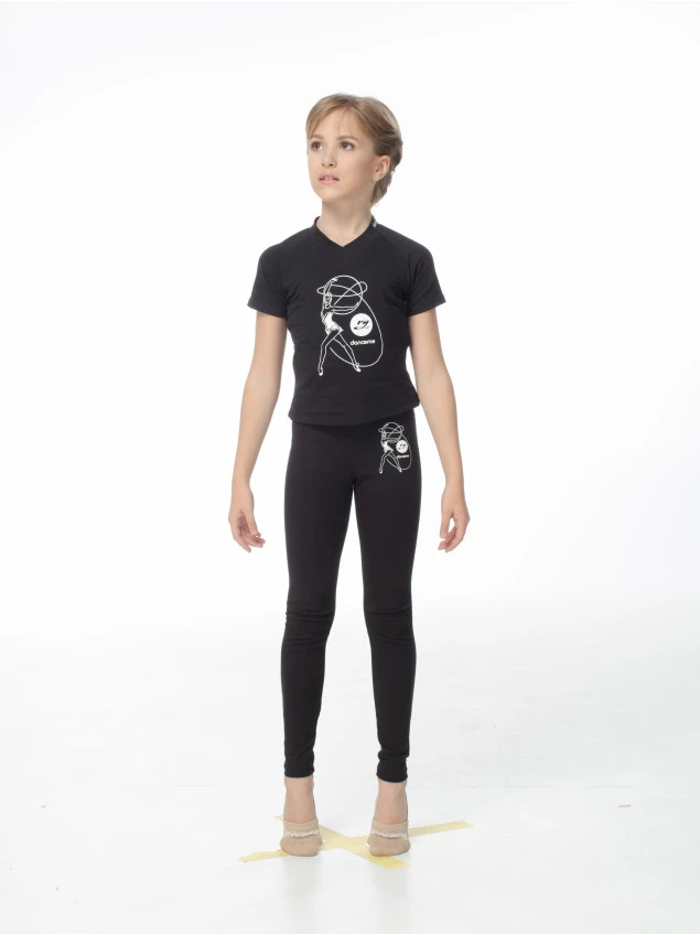 Footless Leggings L61-7 for a girl, black, cotton