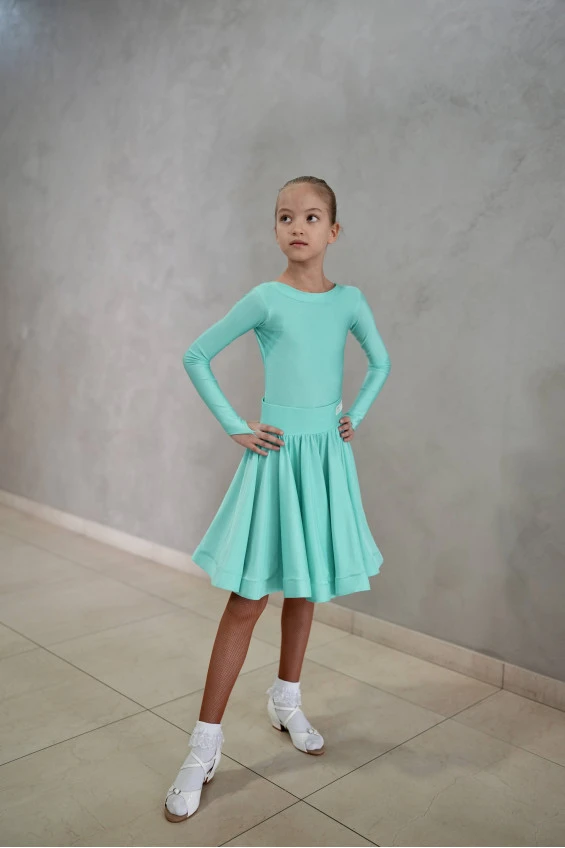 Dance clothing set GR1000# for a girl, mint, lycra, lace