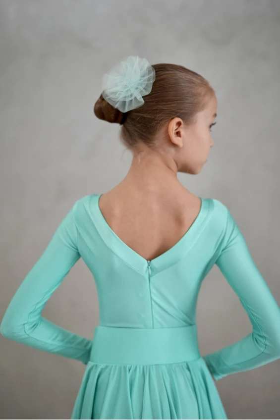Dance clothing set GR1000# for a girl, mint, lycra, lace