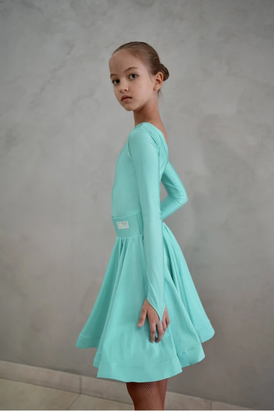 Dance clothing set GR1000# for a girl, mint, lycra, lace