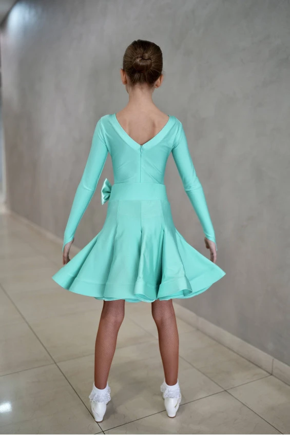 Dance clothing set GR1000# for a girl, mint, lycra, lace