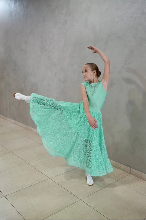 Skirt US435-11# for a girl, mint, lycra, lace