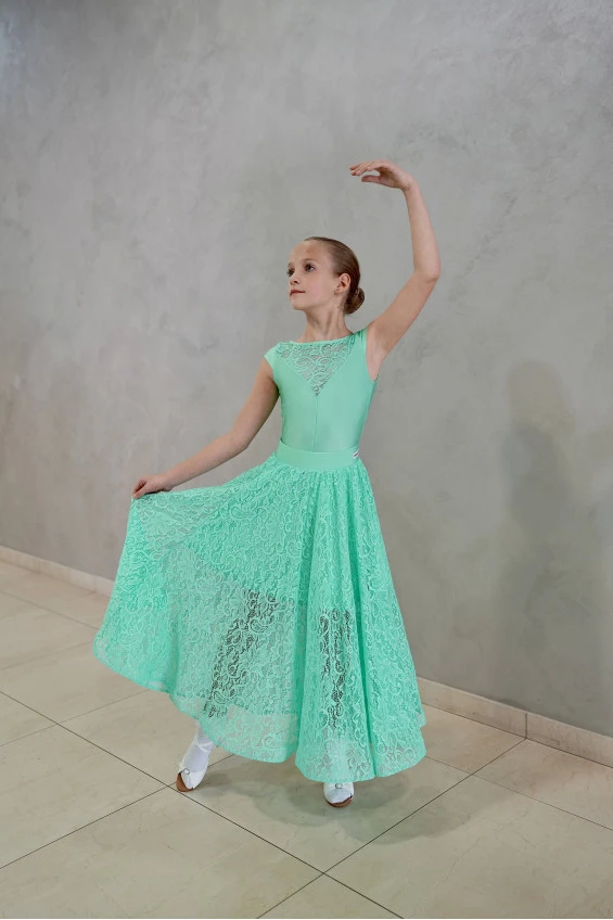 Skirt US435-11# for a girl, mint, lycra, lace