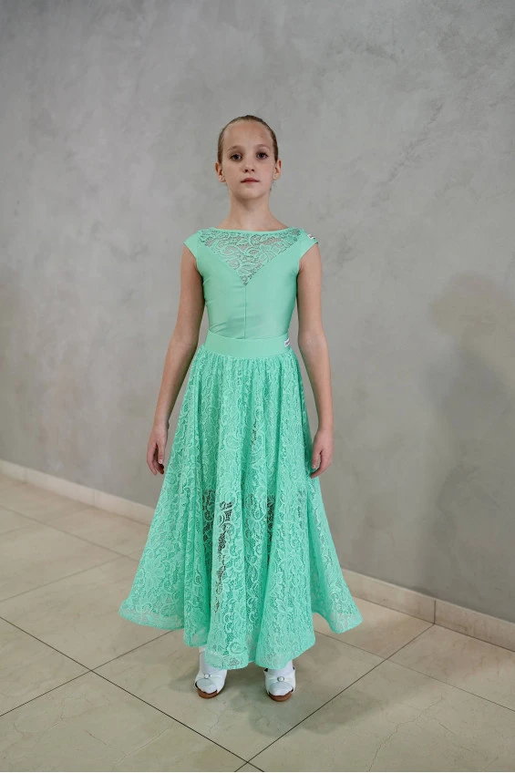 Skirt US435-11# for a girl, mint, lycra, lace