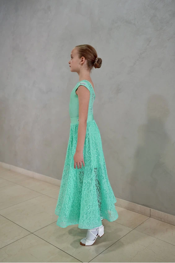 Skirt US435-11# for a girl, mint, lycra, lace