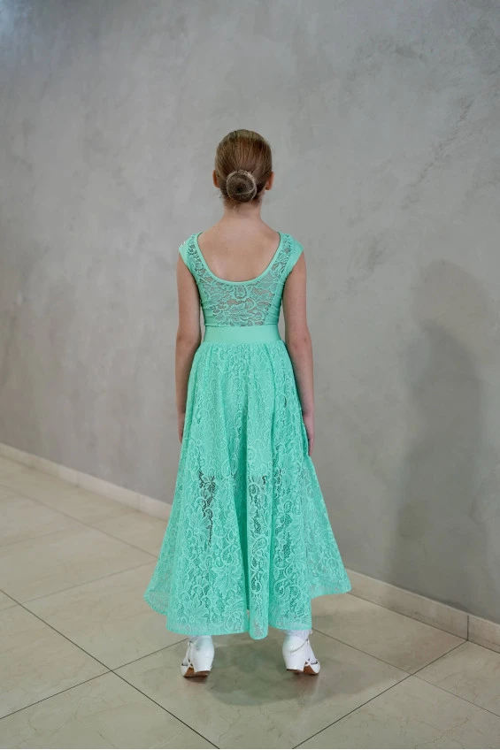 Skirt US435-11# for a girl, mint, lycra, lace