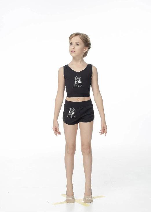 Топ TP608-7 для девочки, черный, хлопок