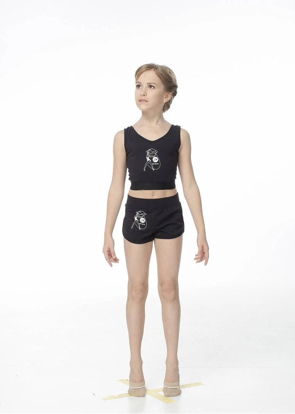 Crop Top TP608-7 for a girl, black, cotton