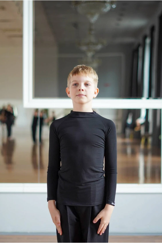 Turtleneck Top GL707DR for a boy, black, crepe