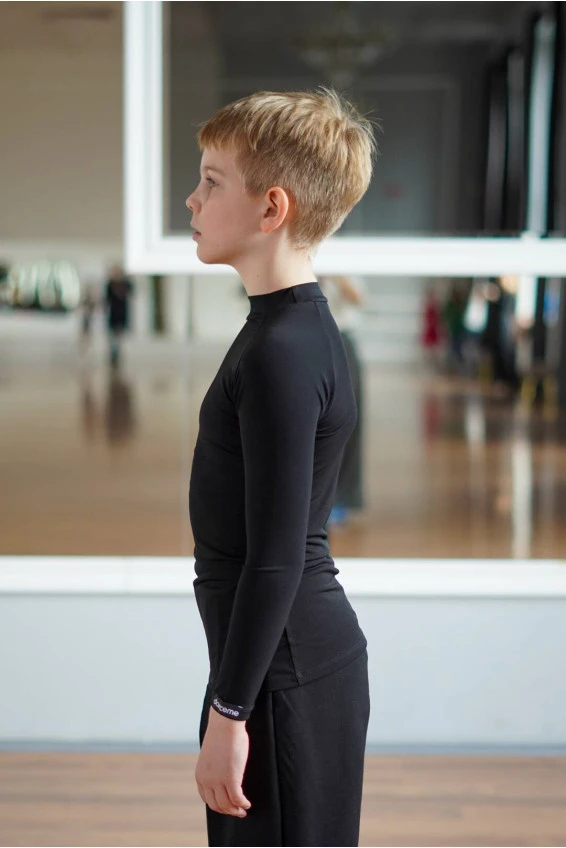 Turtleneck Top GL707DR for a boy, black, crepe